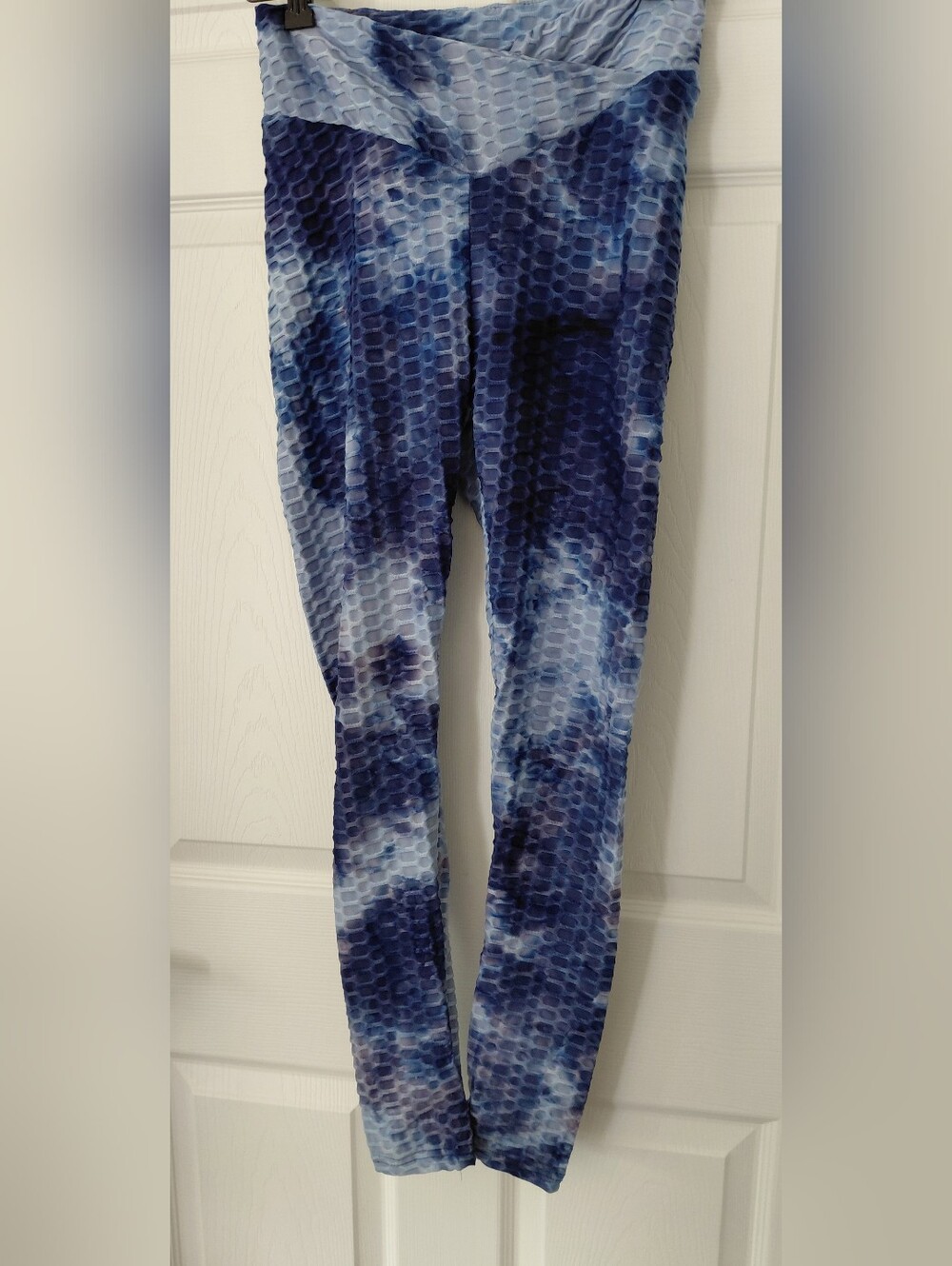 Women’s High-Waist Textured Leggings - Blue Tie-Dye